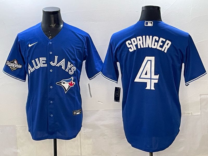 Men 2025 Toronto Blue Jays #4 Springer Blue Game Nike MLB Jersey style 02->toronto blue jays->MLB Jersey